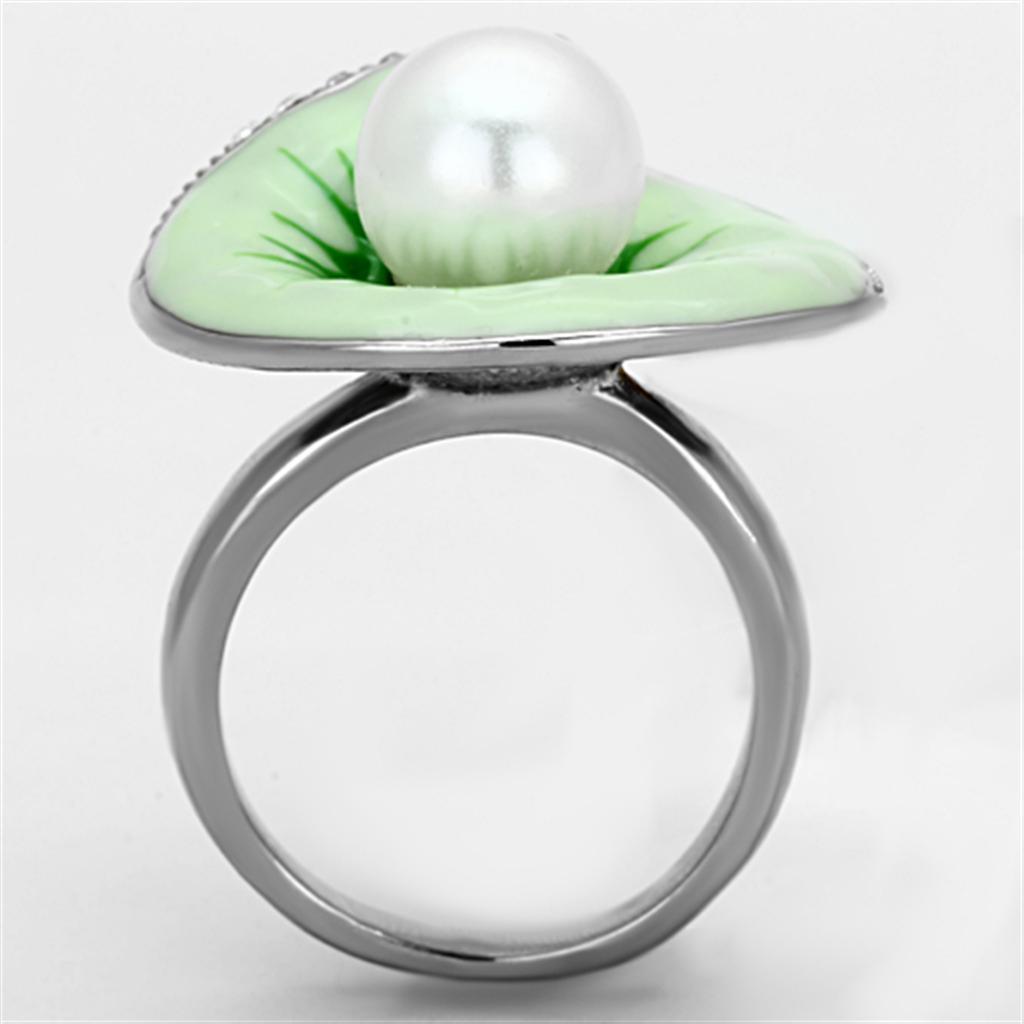Anillos Para Mujer Color Plata de 316L Acero Inoxidable con Perla Blanca TK1171 - Jewelry Store by Erik Rayo