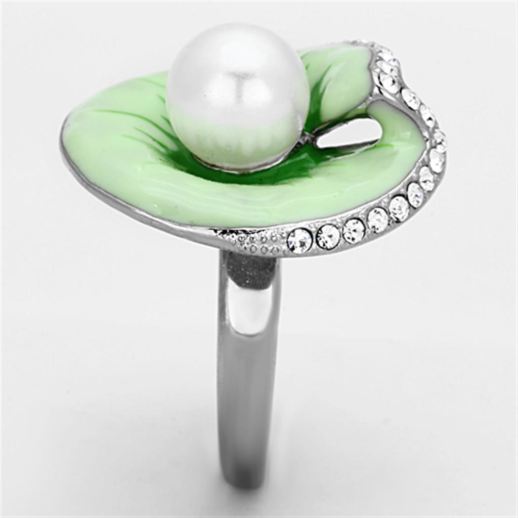 Anillos Para Mujer Color Plata de 316L Acero Inoxidable con Perla Blanca TK1171 - Jewelry Store by Erik Rayo