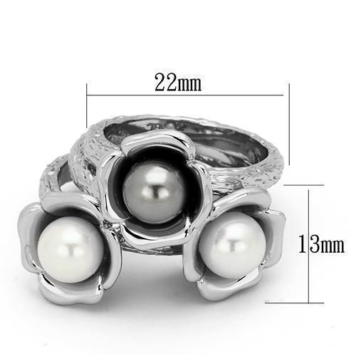 Anillos Para Mujer Color Plata de 316L Acero Inoxidable con Perla Multicolor TK1449 - Jewelry Store by Erik Rayo
