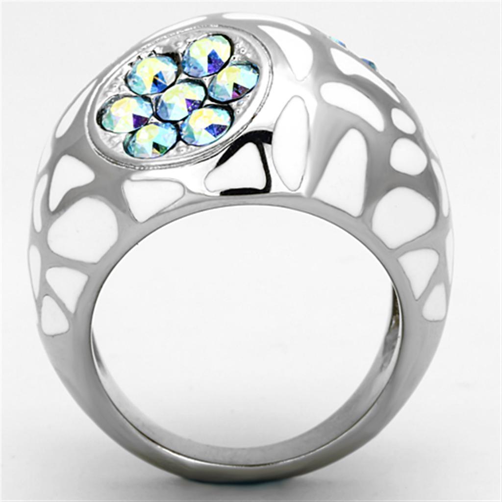 Anillos Para Mujer Color Plata de 316L Acero Inoxidable con Piedra Crystal Aguamarina AB TK1172 - Jewelry Store by Erik Rayo