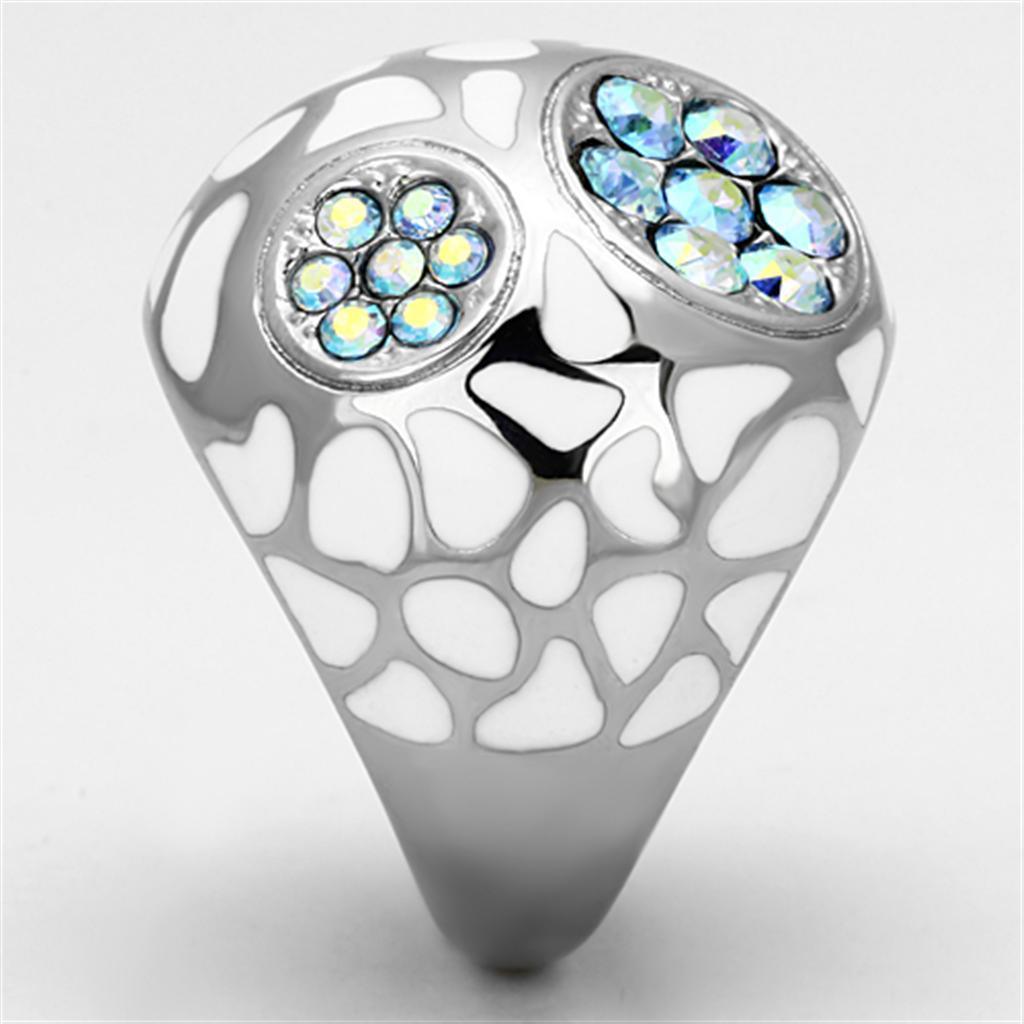 Anillos Para Mujer Color Plata de 316L Acero Inoxidable con Piedra Crystal Aguamarina AB TK1172 - Jewelry Store by Erik Rayo
