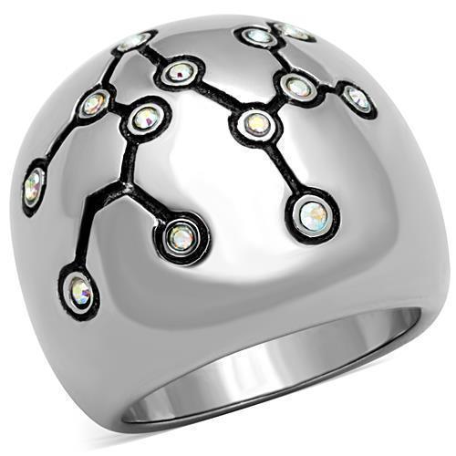 Anillos Para Mujer Color Plata de 316L Acero Inoxidable con Piedra Crystal Blanca AB - Jewelry Store by Erik Rayo