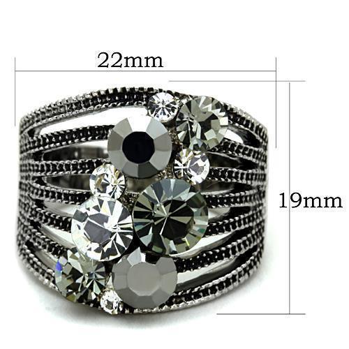 Anillos Para Mujer Color Plata de 316L Acero Inoxidable con Piedra Crystal Diamante Negro - Jewelry Store by Erik Rayo