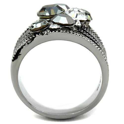 Anillos Para Mujer Color Plata de 316L Acero Inoxidable con Piedra Crystal Diamante Negro - Jewelry Store by Erik Rayo