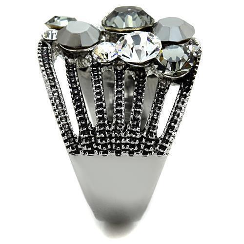 Anillos Para Mujer Color Plata de 316L Acero Inoxidable con Piedra Crystal Diamante Negro - Jewelry Store by Erik Rayo