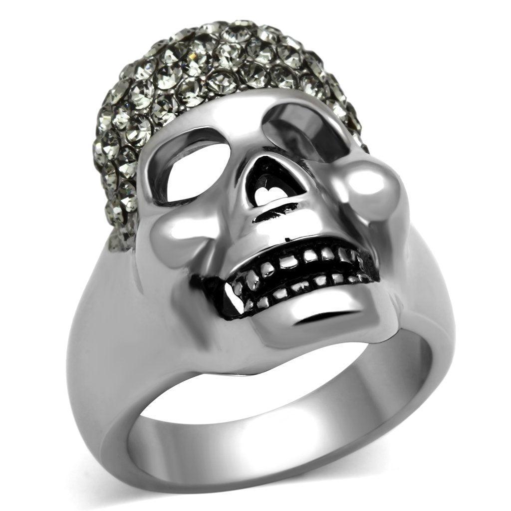 Anillos Para Mujer Color Plata de 316L Acero Inoxidable con Piedra Crystal Diamante Negro TK1116 - Jewelry Store by Erik Rayo