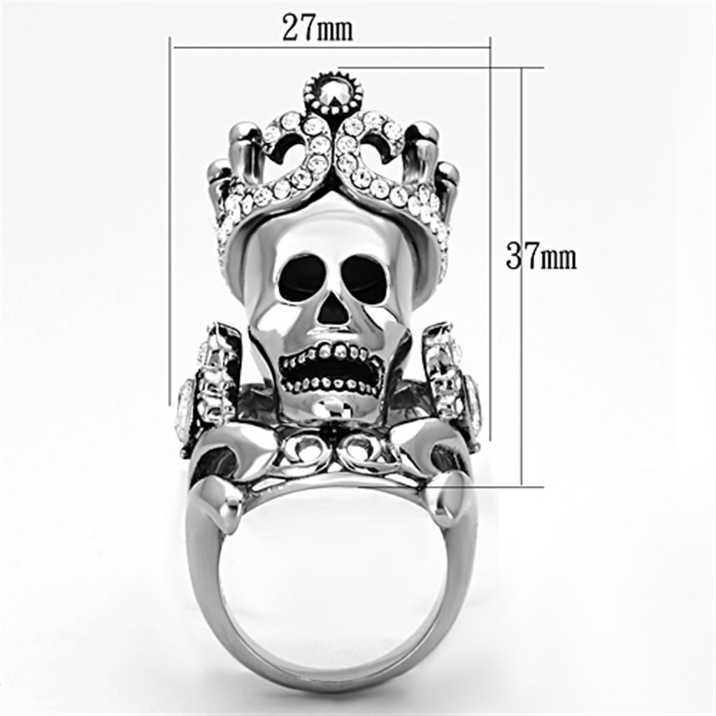 Anillos Para Mujer Color Plata de 316L Acero Inoxidable con Piedra Crystal Diamante Negro TK1123 - Jewelry Store by Erik Rayo