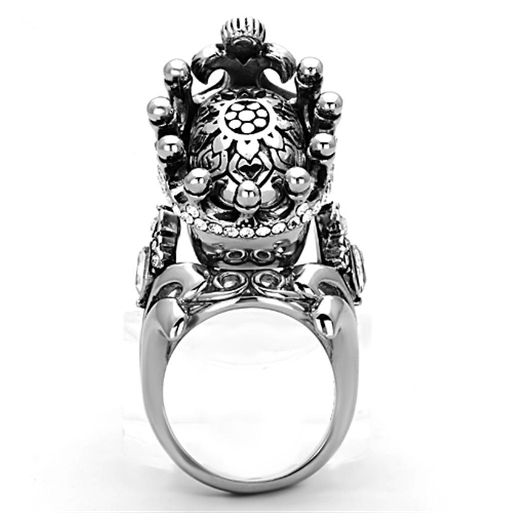Anillos Para Mujer Color Plata de 316L Acero Inoxidable con Piedra Crystal Diamante Negro TK1123 - Jewelry Store by Erik Rayo