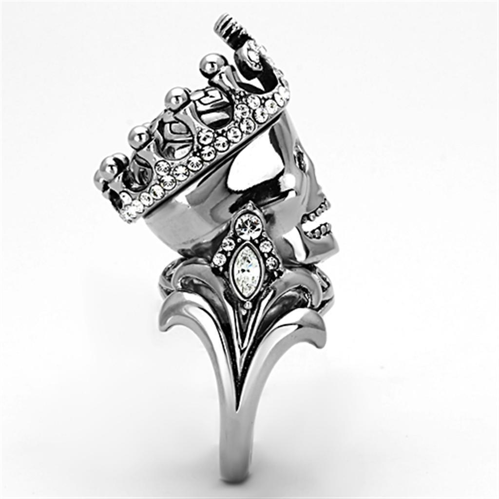 Anillos Para Mujer Color Plata de 316L Acero Inoxidable con Piedra Crystal Diamante Negro TK1123 - Jewelry Store by Erik Rayo