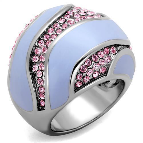 Anillos Para Mujer Color Plata de 316L Acero Inoxidable con Piedra Crystal en Rosa Luz - Jewelry Store by Erik Rayo