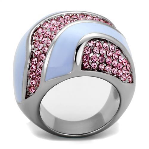 Anillos Para Mujer Color Plata de 316L Acero Inoxidable con Piedra Crystal en Rosa Luz - Jewelry Store by Erik Rayo