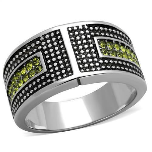 Anillos Para Mujer Color Plata de 316L Acero Inoxidable con Piedra Crystal in Olivine color - Jewelry Store by Erik Rayo