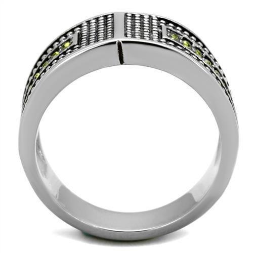 Anillos Para Mujer Color Plata de 316L Acero Inoxidable con Piedra Crystal in Olivine color - Jewelry Store by Erik Rayo