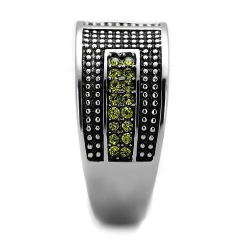 Anillos Para Mujer Color Plata de 316L Acero Inoxidable con Piedra Crystal in Olivine color - Jewelry Store by Erik Rayo