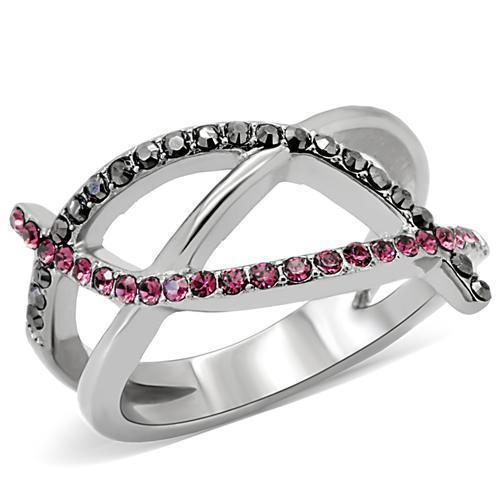 Anillos Para Mujer Color Plata de 316L Acero Inoxidable con Piedra Crystal Multicolor - Jewelry Store by Erik Rayo