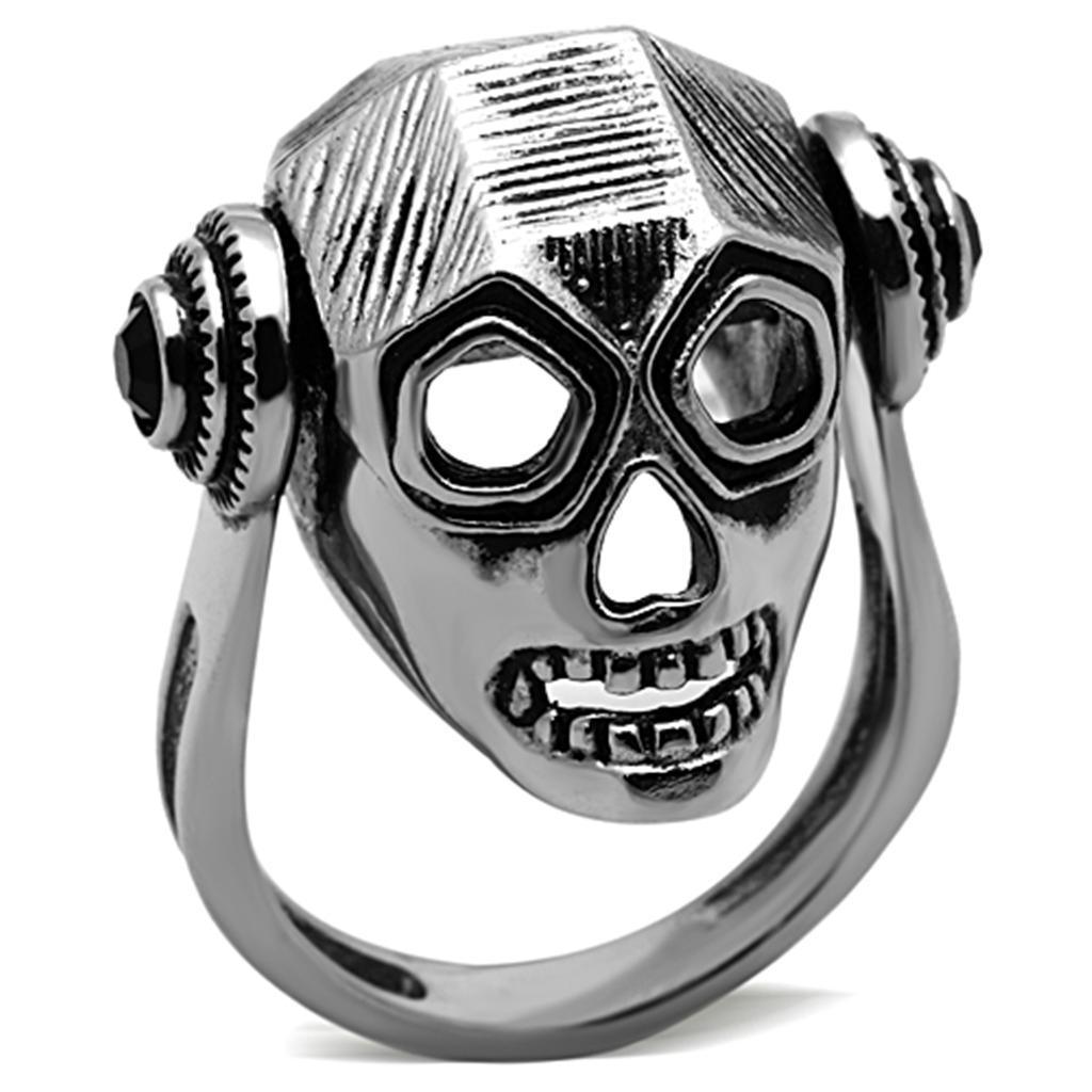 Anillos Para Mujer Color Plata de 316L Acero Inoxidable con Piedra de Crystal en Jet TK1115 - Jewelry Store by Erik Rayo
