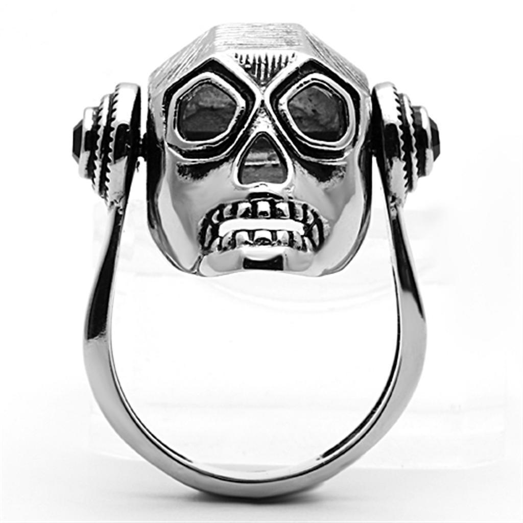 Anillos Para Mujer Color Plata de 316L Acero Inoxidable con Piedra de Crystal en Jet TK1115 - Jewelry Store by Erik Rayo
