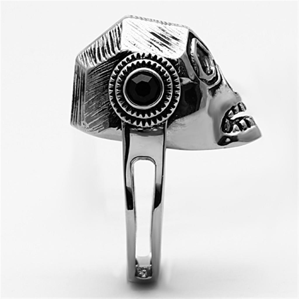 Anillos Para Mujer Color Plata de 316L Acero Inoxidable con Piedra de Crystal en Jet TK1115 - Jewelry Store by Erik Rayo