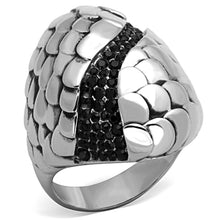 Load image into Gallery viewer, Anillos Para Mujer Color Plata de 316L Acero Inoxidable con Piedra de Crystal en Jet TK1327 - Jewelry Store by Erik Rayo
