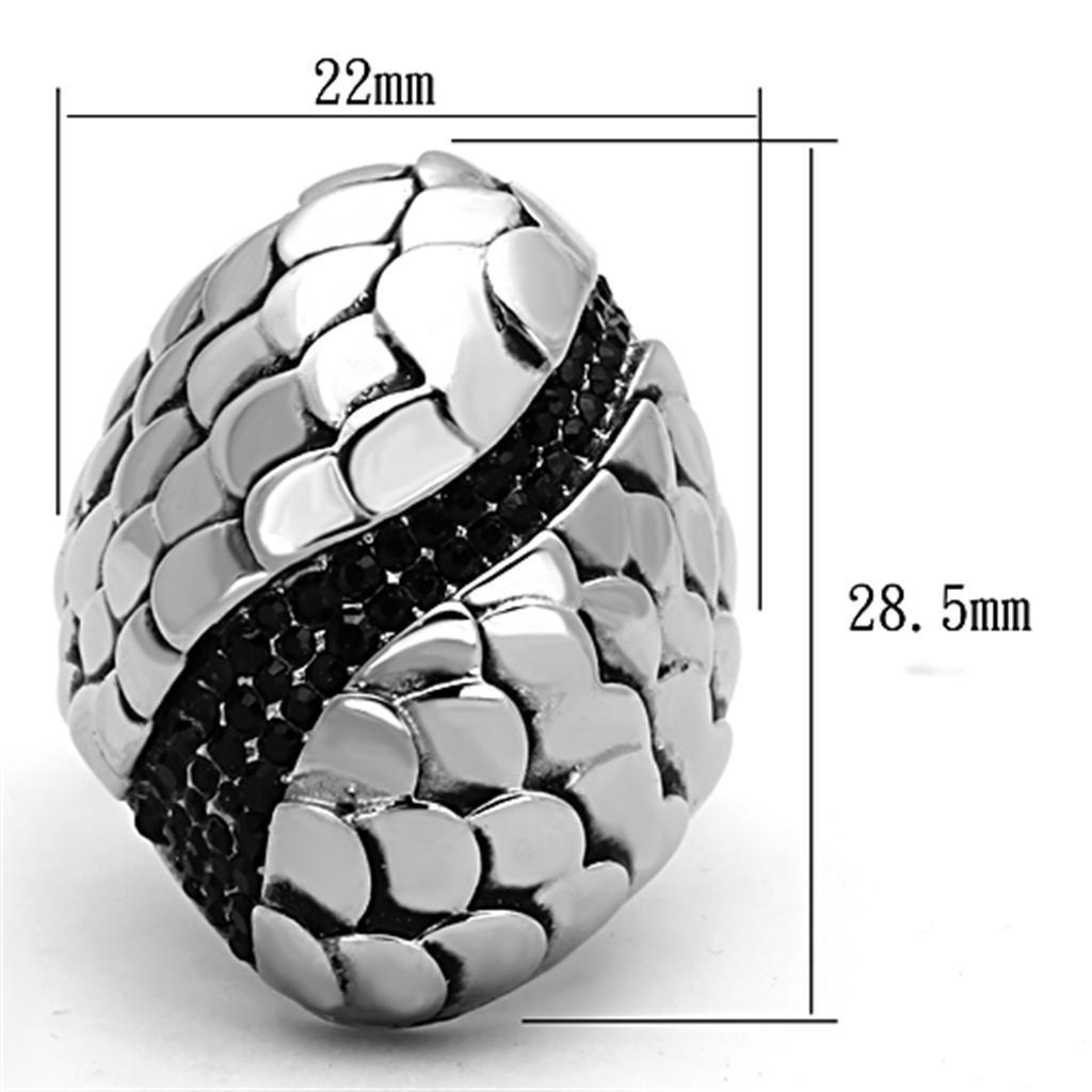 Anillos Para Mujer Color Plata de 316L Acero Inoxidable con Piedra de Crystal en Jet TK1327 - Jewelry Store by Erik Rayo