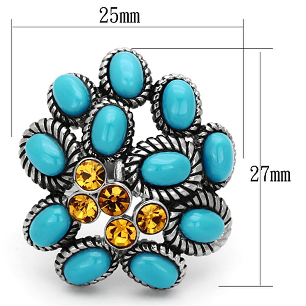 Anillos Para Mujer Color Plata de 316L Acero Inoxidable con Piedra Turquesa TK1150 - Jewelry Store by Erik Rayo