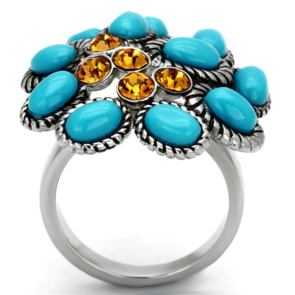Anillos Para Mujer Color Plata de 316L Acero Inoxidable con Piedra Turquesa TK1150 - Jewelry Store by Erik Rayo