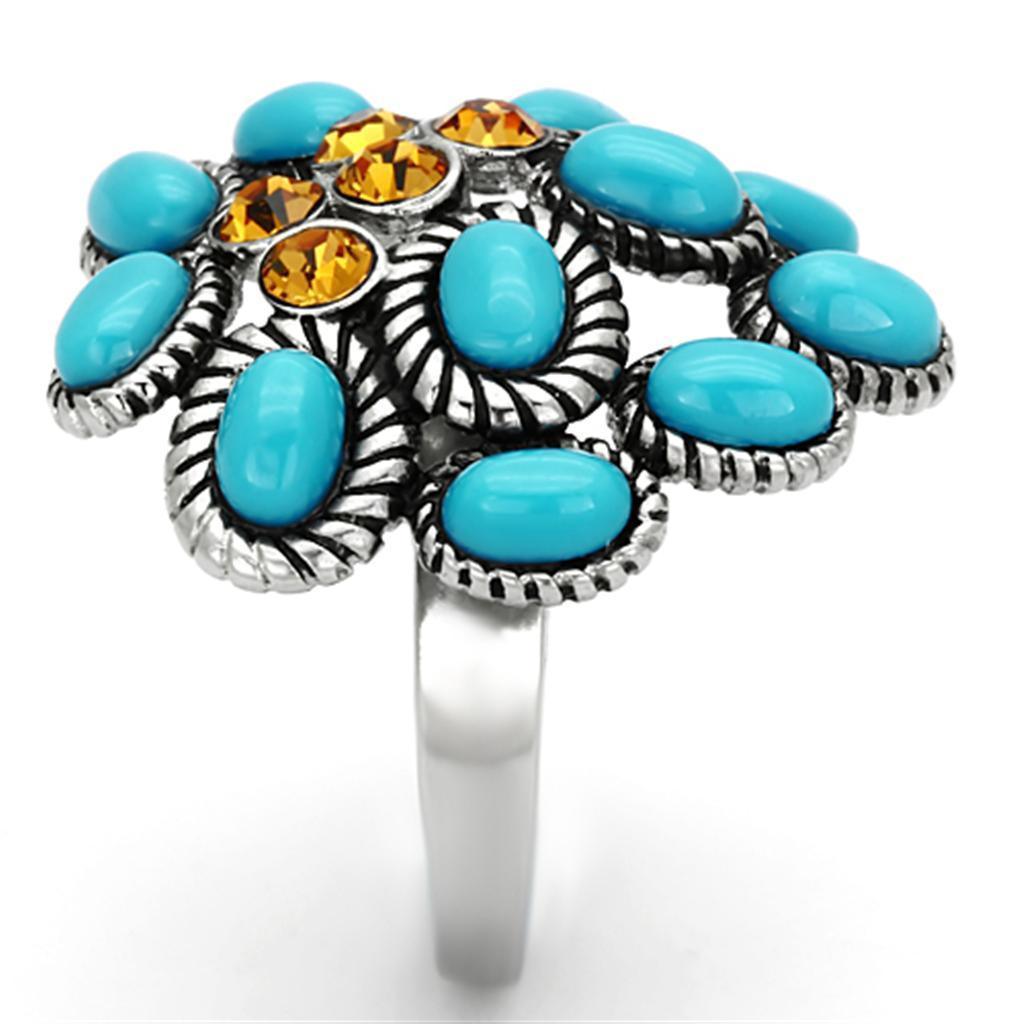 Anillos Para Mujer Color Plata de 316L Acero Inoxidable con Piedra Turquesa TK1150 - Jewelry Store by Erik Rayo