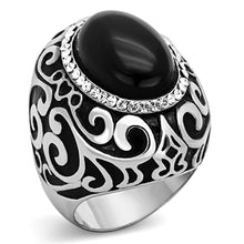 Load image into Gallery viewer, Anillos Para Mujer Color Plata de 316L Acero Inoxidable Ojo de Gato en Jet TK1211 - Jewelry Store by Erik Rayo
