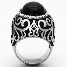 Load image into Gallery viewer, Anillos Para Mujer Color Plata de 316L Acero Inoxidable Ojo de Gato en Jet TK1211 - Jewelry Store by Erik Rayo
