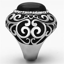 Load image into Gallery viewer, Anillos Para Mujer Color Plata de 316L Acero Inoxidable Ojo de Gato en Jet TK1211 - Jewelry Store by Erik Rayo
