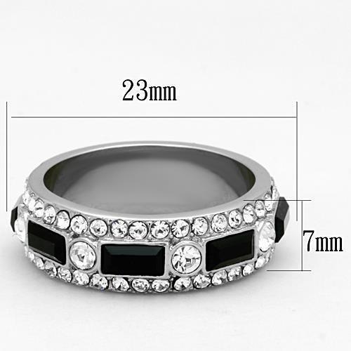 Anillos Para Mujer Color Plata de 316L Acero Inoxidable Piedra Crystal en Jet - Jewelry Store by Erik Rayo