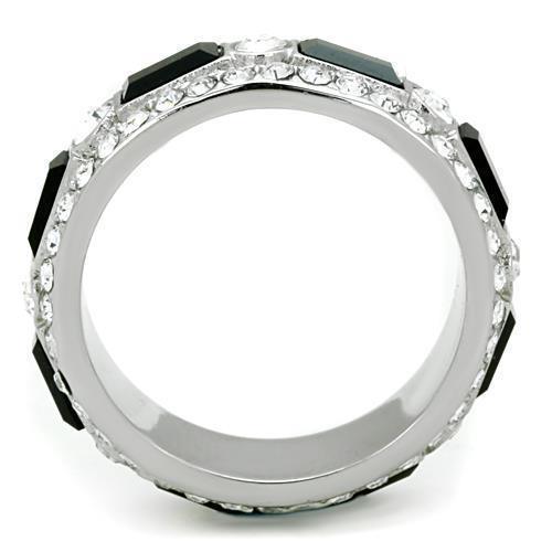 Anillos Para Mujer Color Plata de 316L Acero Inoxidable Piedra Crystal en Jet - Jewelry Store by Erik Rayo