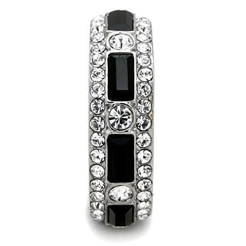 Anillos Para Mujer Color Plata de 316L Acero Inoxidable Piedra Crystal en Jet - Jewelry Store by Erik Rayo