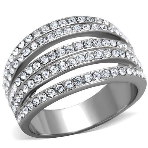 Anillos Para Mujer Color Plata de 316L Acero Inoxidable Piedra de Crystal Crotone - Jewelry Store by Erik Rayo