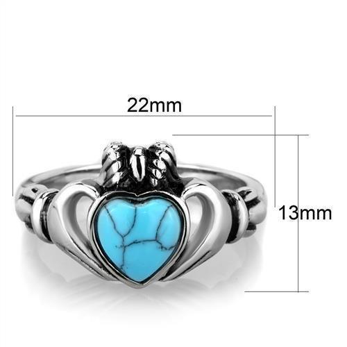 Anillos Para Mujer Color Plata de 316L Acero Inoxidable Piedra Turquesa Color Azul Mar Loreto - Jewelry Store by Erik Rayo