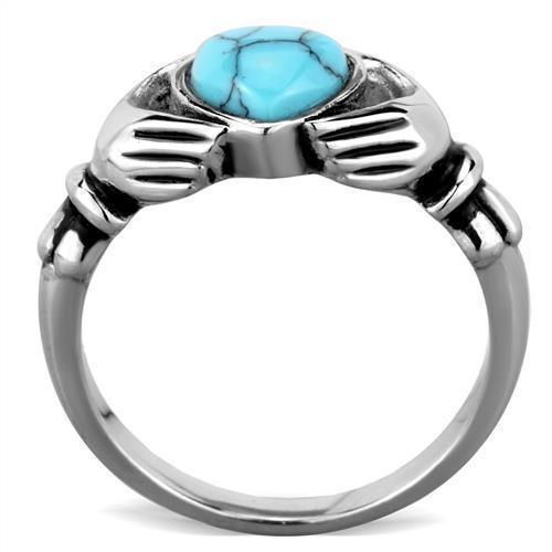 Anillos Para Mujer Color Plata de 316L Acero Inoxidable Piedra Turquesa Color Azul Mar Loreto - Jewelry Store by Erik Rayo