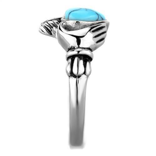 Anillos Para Mujer Color Plata de 316L Acero Inoxidable Piedra Turquesa Color Azul Mar Loreto - Jewelry Store by Erik Rayo