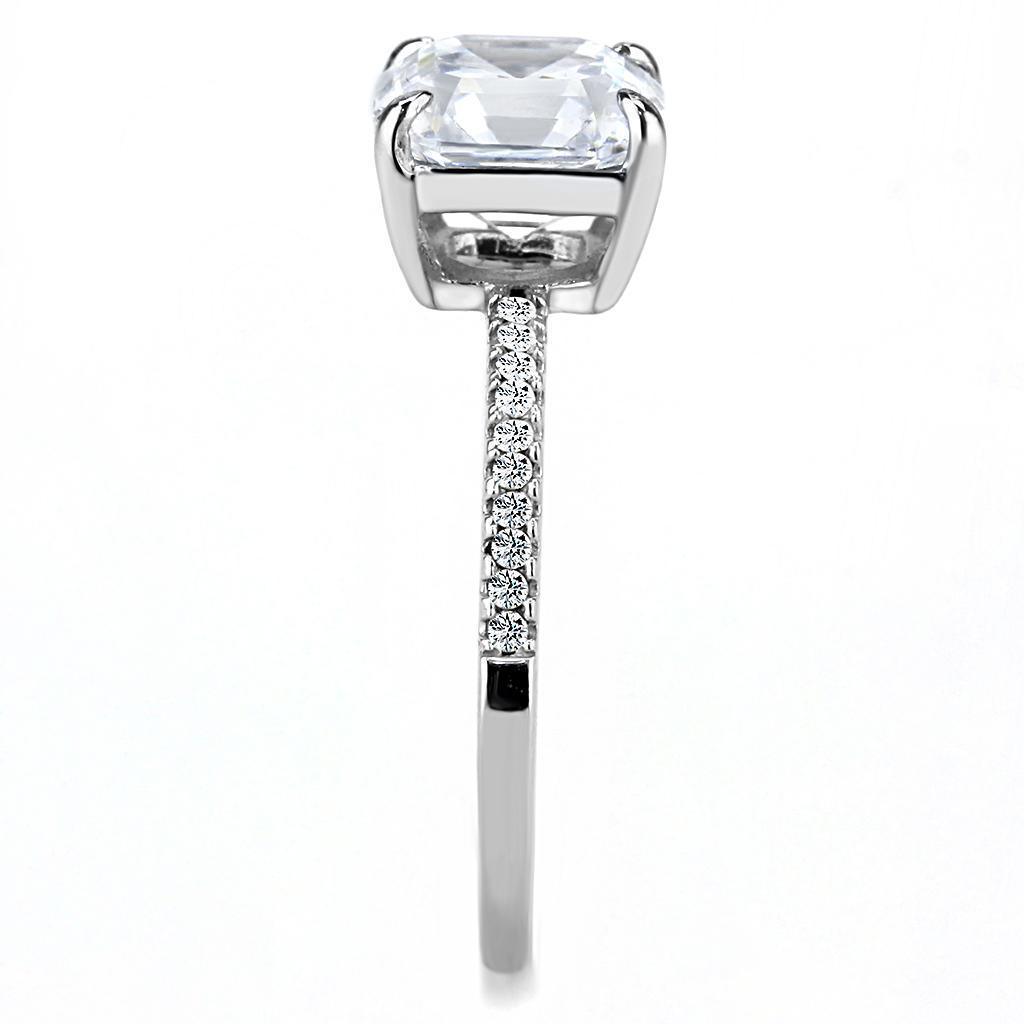 Anillos Para Mujer Color Plata de 316L Acero Inoxidable with Cubic in Clear DA008 - Jewelry Store by Erik Rayo