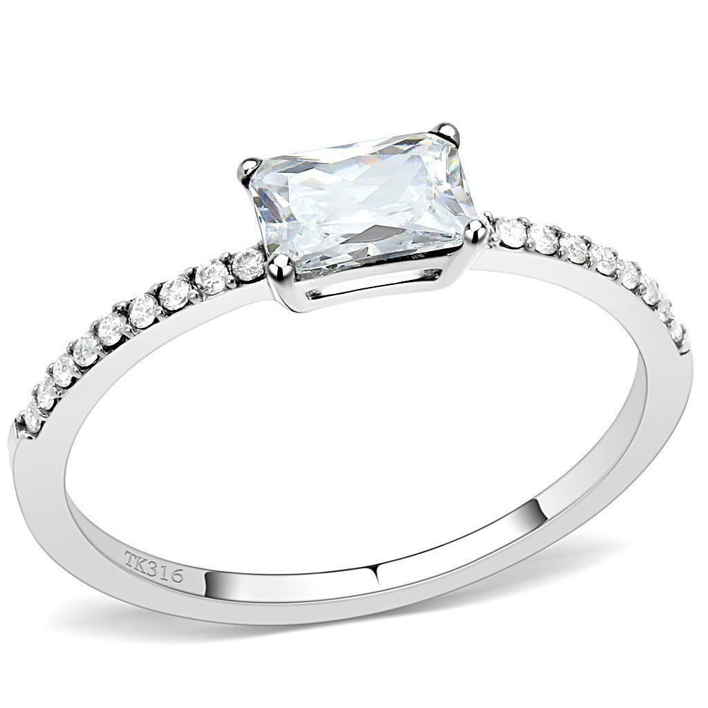 Anillos Para Mujer Color Plata de 316L Acero Inoxidable with Cubic in Clear DA009 - Jewelry Store by Erik Rayo