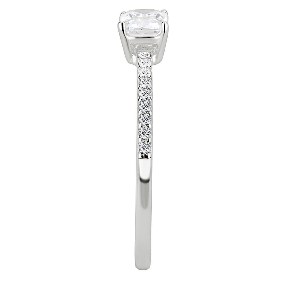 Anillos Para Mujer Color Plata de 316L Acero Inoxidable with Cubic in Clear DA009 - Jewelry Store by Erik Rayo