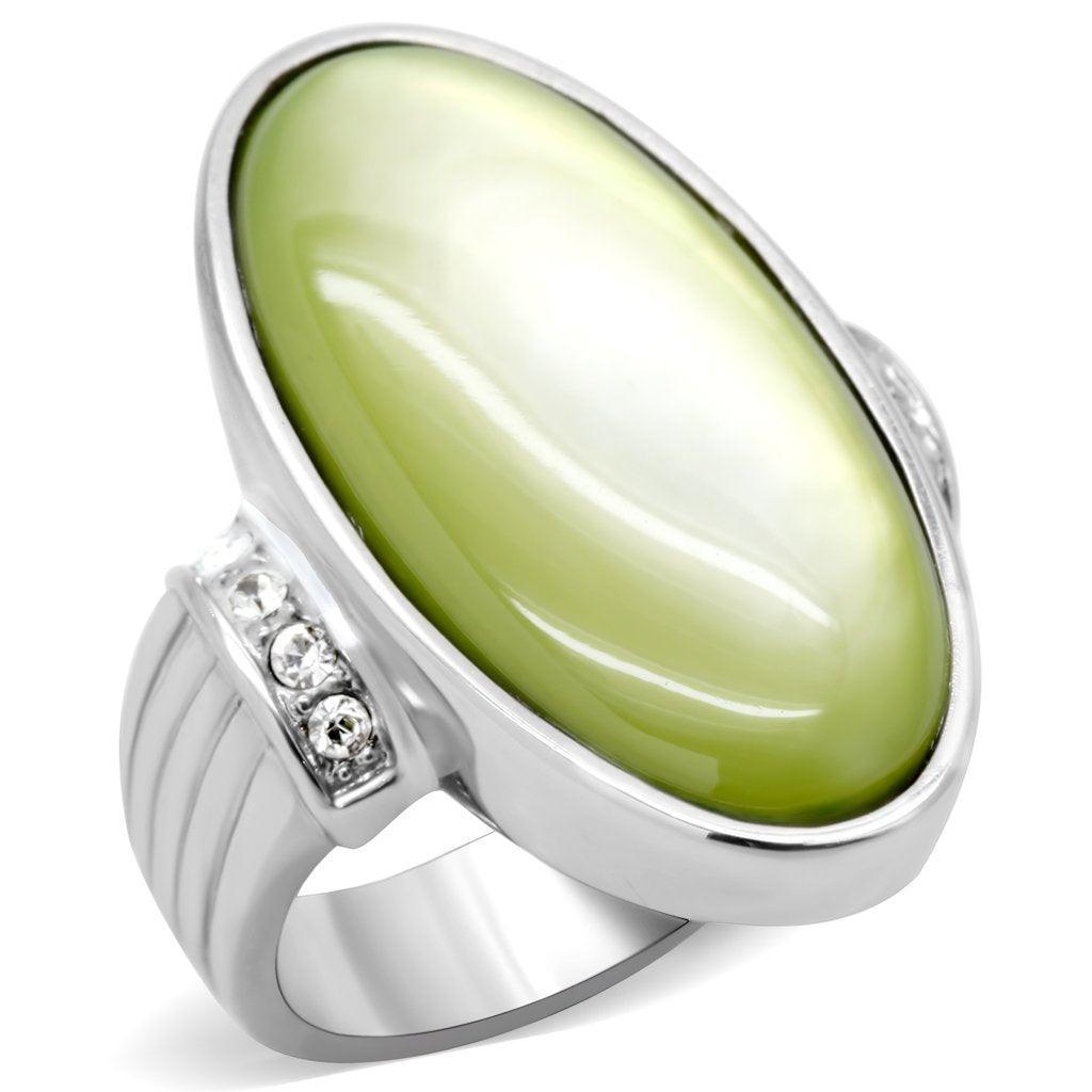 Anillos Para Mujer Color Plata de 316L Acero Inoxidable with Precious Stone Conch en Color Verde Manzana - Jewelry Store by Erik Rayo