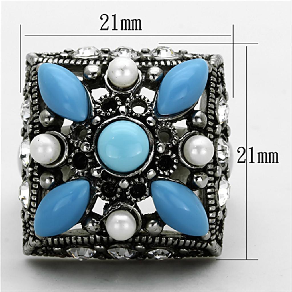 Anillos Para Mujer Color Plata de 316L Acero Inoxidable with Synthetic Turquoise Color Azul Mar TK1309 - Jewelry Store by Erik Rayo