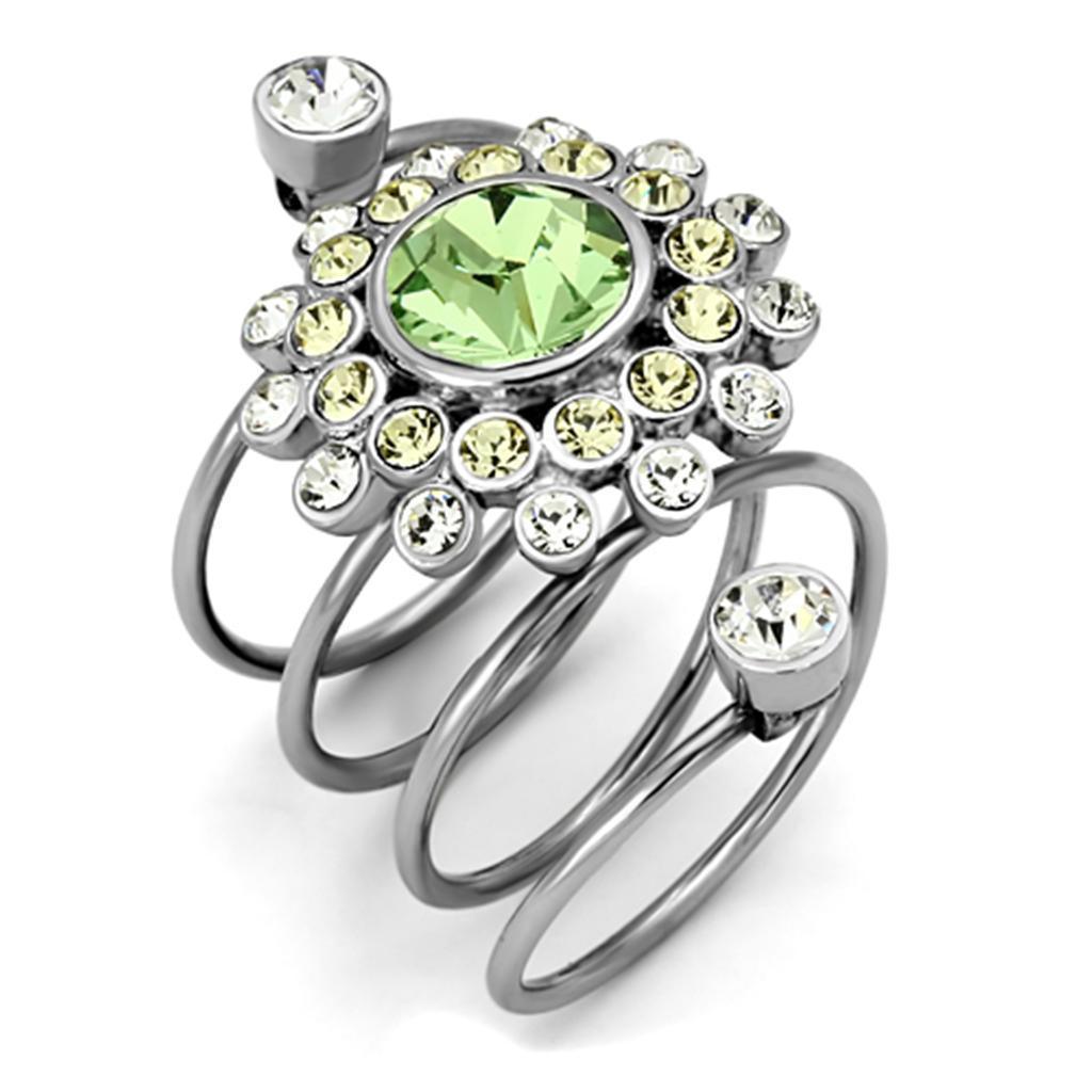 Anillos Para Mujer Color Plata de 316L Acero Inoxidablecon Piedra Crystal Peridoto TK1148 - Jewelry Store by Erik Rayo