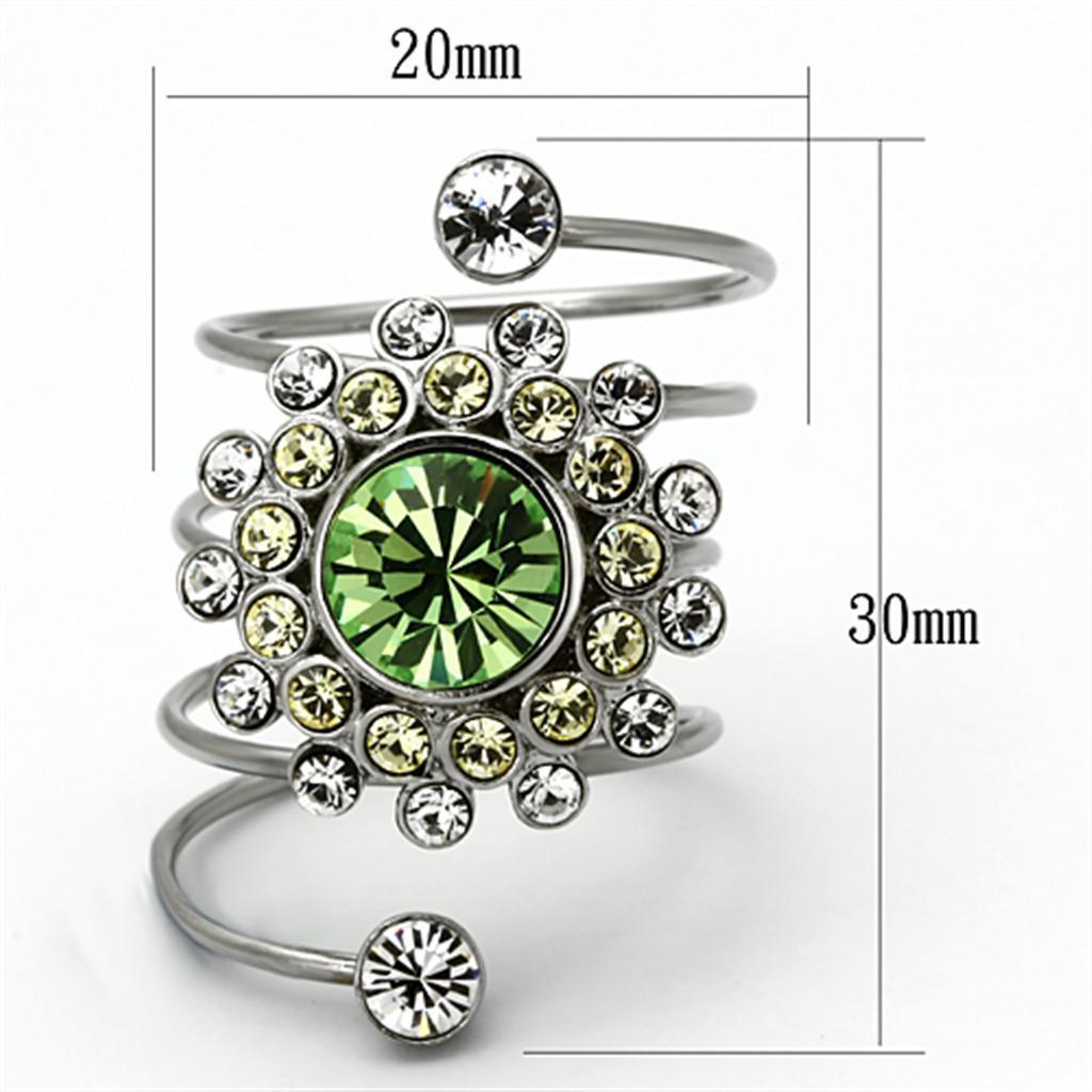 Anillos Para Mujer Color Plata de 316L Acero Inoxidablecon Piedra Crystal Peridoto TK1148 - Jewelry Store by Erik Rayo