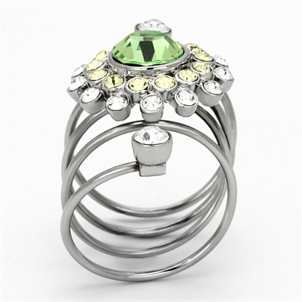 Anillos Para Mujer Color Plata de 316L Acero Inoxidablecon Piedra Crystal Peridoto TK1148 - Jewelry Store by Erik Rayo