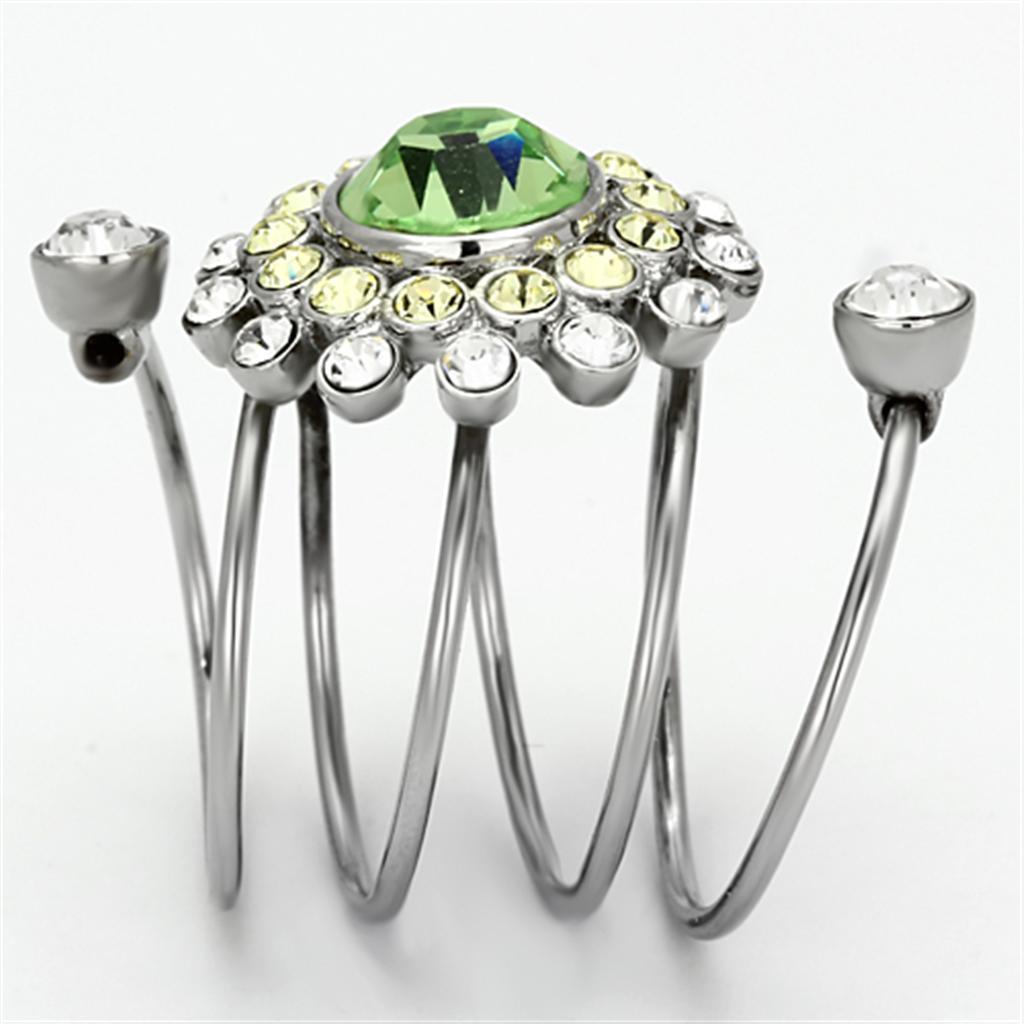 Anillos Para Mujer Color Plata de 316L Acero Inoxidablecon Piedra Crystal Peridoto TK1148 - Jewelry Store by Erik Rayo