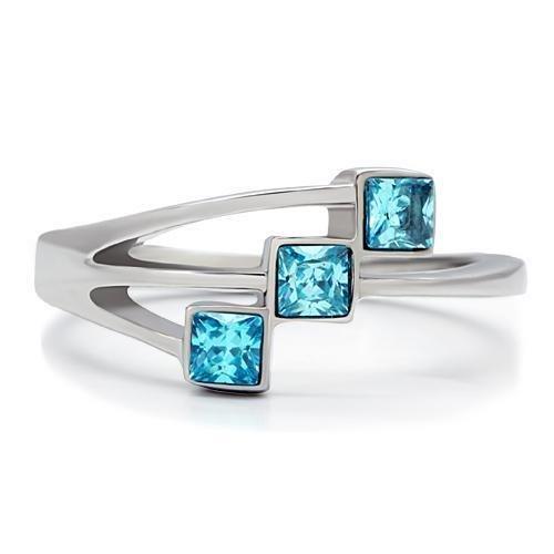 Anillos Para Mujer Color Plata y Aguamarina de 316L Acero Inoxidable Color Azul Mar Molfetta - Jewelry Store by Erik Rayo