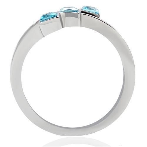 Anillos Para Mujer Color Plata y Aguamarina de 316L Acero Inoxidable Color Azul Mar Molfetta - Jewelry Store by Erik Rayo