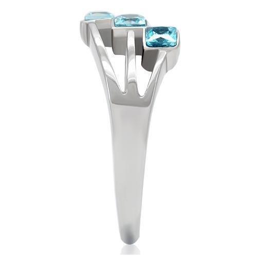 Anillos Para Mujer Color Plata y Aguamarina de 316L Acero Inoxidable Color Azul Mar Molfetta - Jewelry Store by Erik Rayo