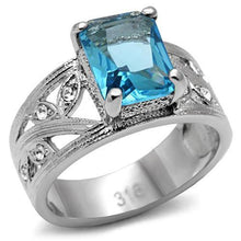 Load image into Gallery viewer, Anillos Para Mujer Color Plata y Aguamarina de 316L Acero Inoxidable Color Azul Mar TK081 - Jewelry Store by Erik Rayo
